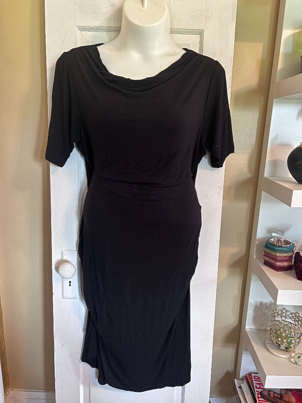 Signature Statement by Serena Williams Black Cowl Neck T-shirt Dress - 3X